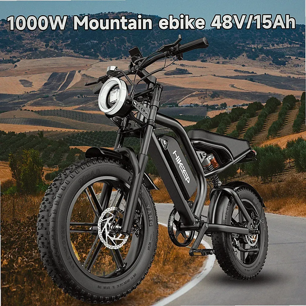 20" Electric Bike Fat Tire 1500W Peak ebike Adults 48V 15Ah Bicycle Mechanical