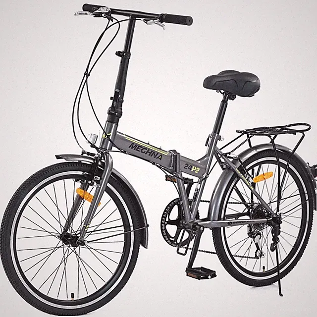 24" Folding Bike Shimano 7-Speed for Adult,Steel Frame,V-Brakes,Compact Commuter