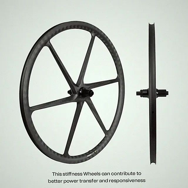 700C 6 Spokes Gravel Road Bike Carbon Disc Brake Tubeless Front / Rear Wheelset