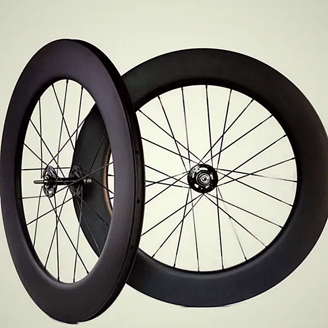 700C 88x25mm Carbon Fixed Gear Track Road Bicycle Wheelset Clincher Tubular
