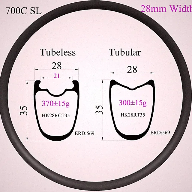 700C SL Gravel Bike Carbon Rim 28mm width 35mm Depth Tubeless Clincher Tubular