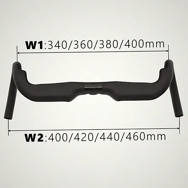 Carbon Gravel Bicycle Handlebar with Spacers Bent Bar Internal Cables 340-380mm