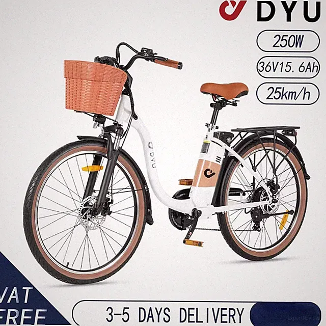 DYU C6 Pro 36V15.6AH E-Bike 250W 26 Inch Tire with Basket City Adult E-Bicycle
