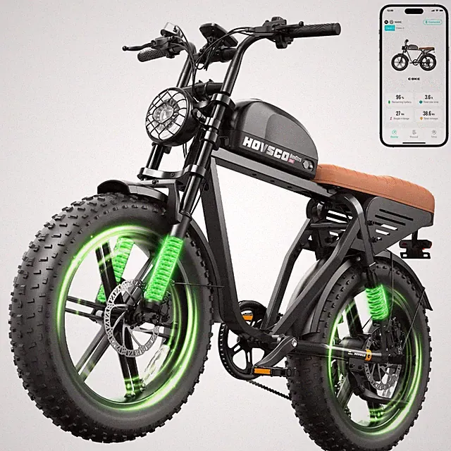 HOVSCO Electric Bike 1500W Peak 32MPH E bike Dual Suspension & Hydraulic Brakes