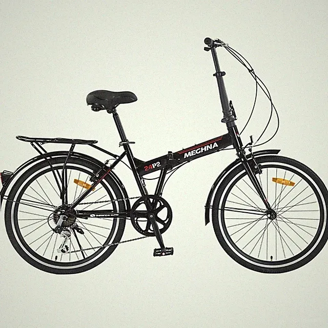 MEGHNA 24 Inch Folding Bike with 7-Speed City Bike Steel Frame,Black
