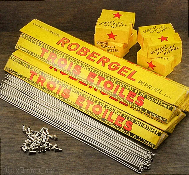 NOS Vintage ROBERGEL 3 Stars SPOKES NIPPLES 15g16g1.8mm1.6 RoadBike Tour Bicycle
