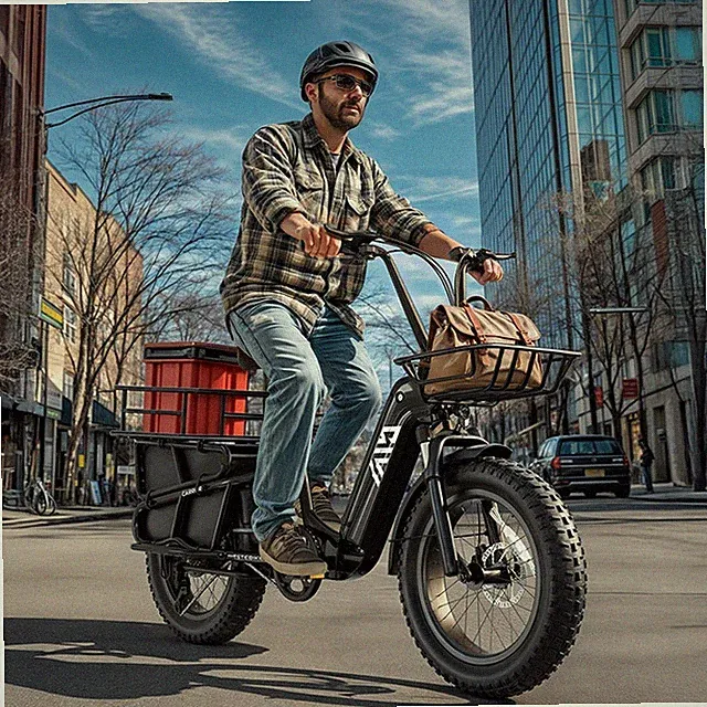 TST BLACK Electric Bike for Adults 1500W Peak Motor Cargo E-Bike 60Miles 28MPH